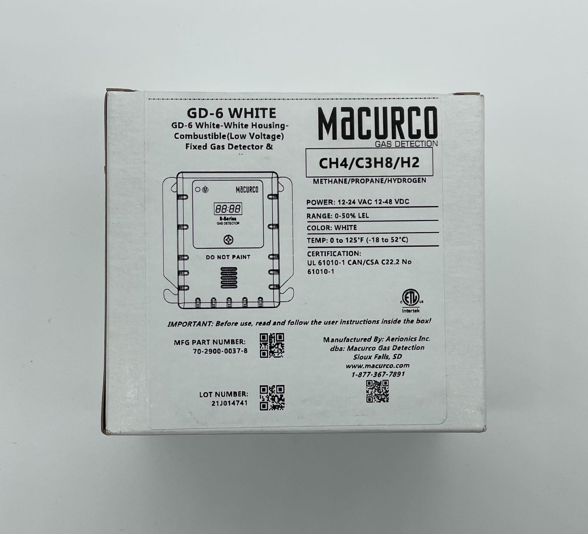 Macurco GD-6 WHITE Fixed Gas Detector - The Fire Alarm Supplier