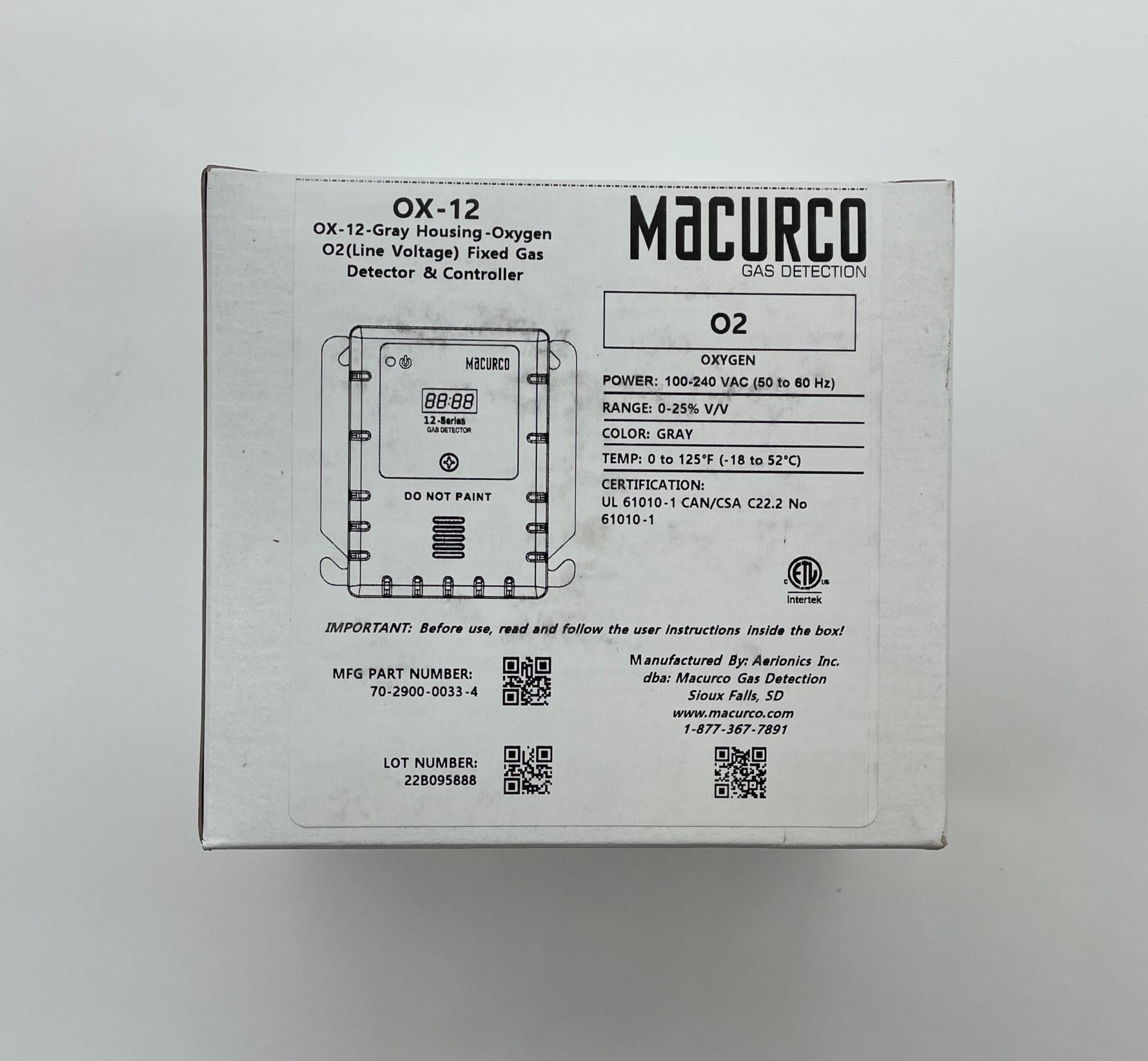 Macurco OX-12 - The Fire Alarm Supplier