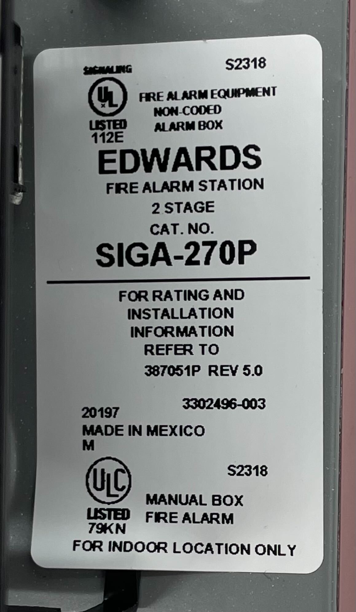 Edwards SIGA-270P - The Fire Alarm Supplier
