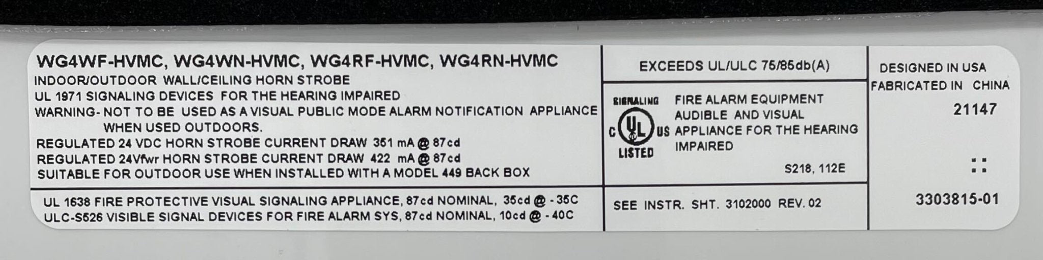 Edwards WG4WN-HVMC - The Fire Alarm Supplier