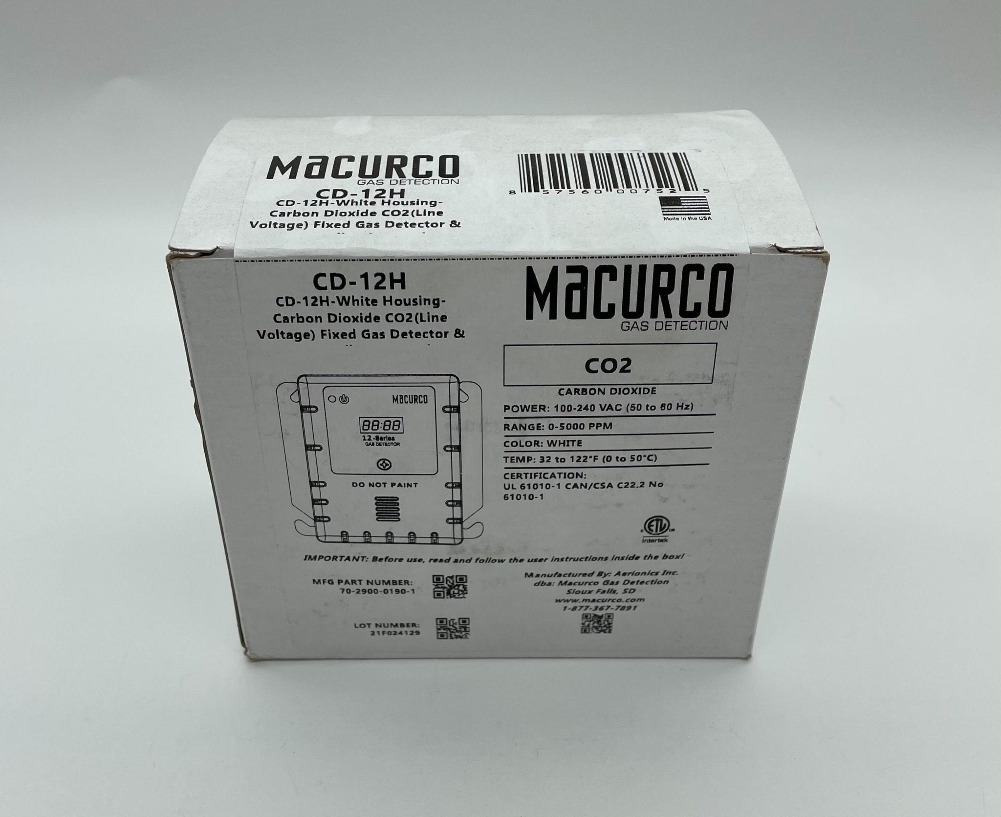 Macurco CD-12H Carbon Dioxide Detector - The Fire Alarm Supplier