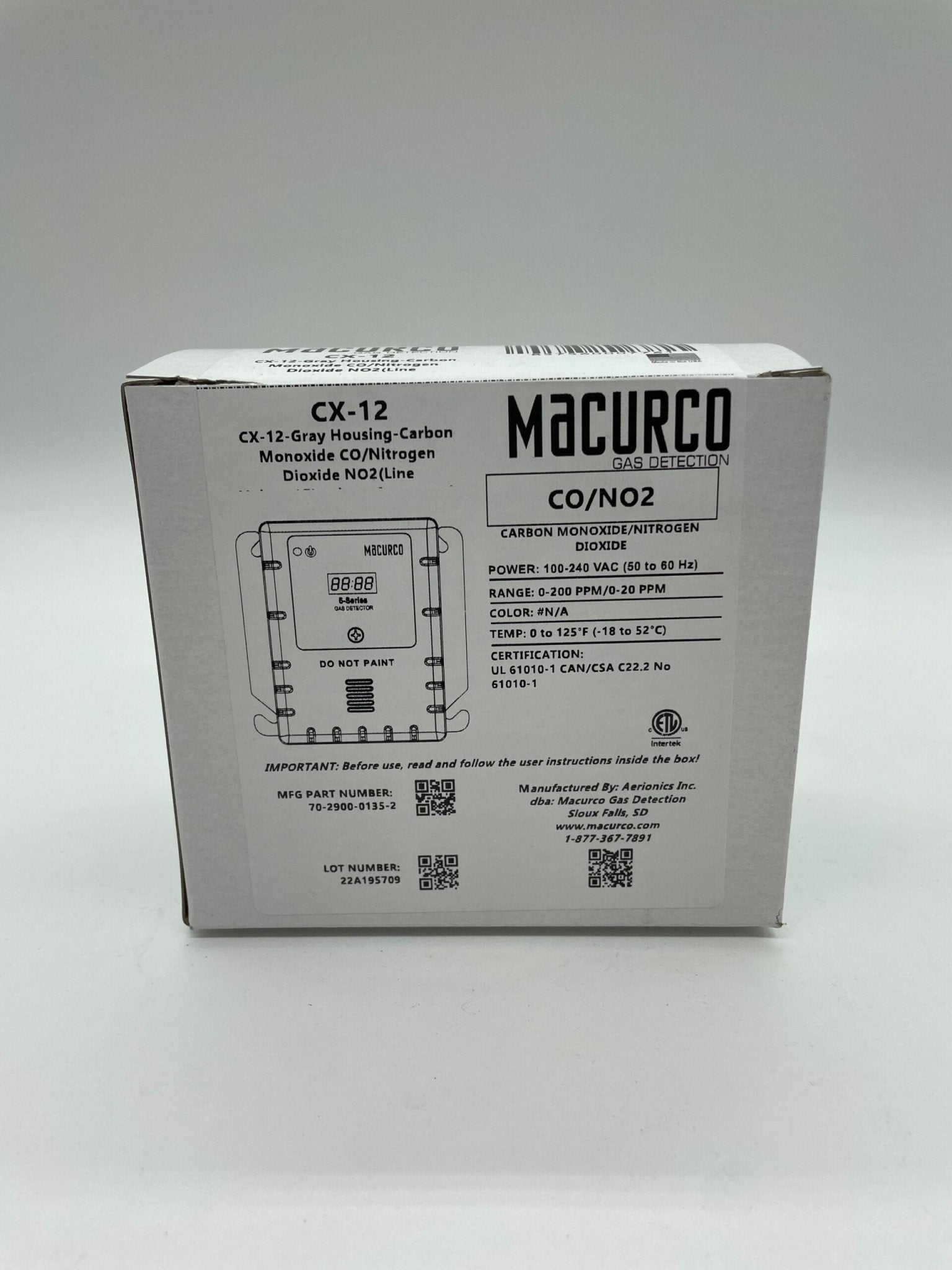 Macurco CX-12 Nitrogen Dioxide Gas Detector - The Fire Alarm Supplier