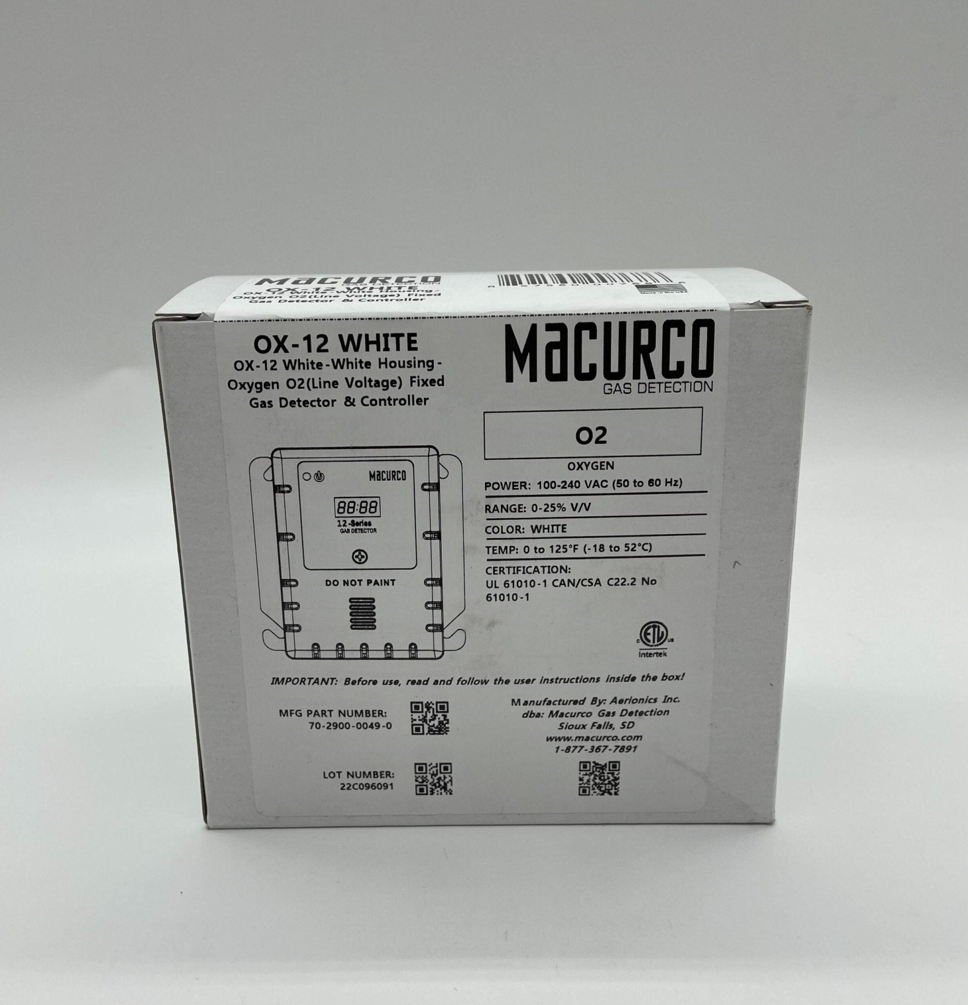 Macurco OX-12 WHITE - The Fire Alarm Supplier