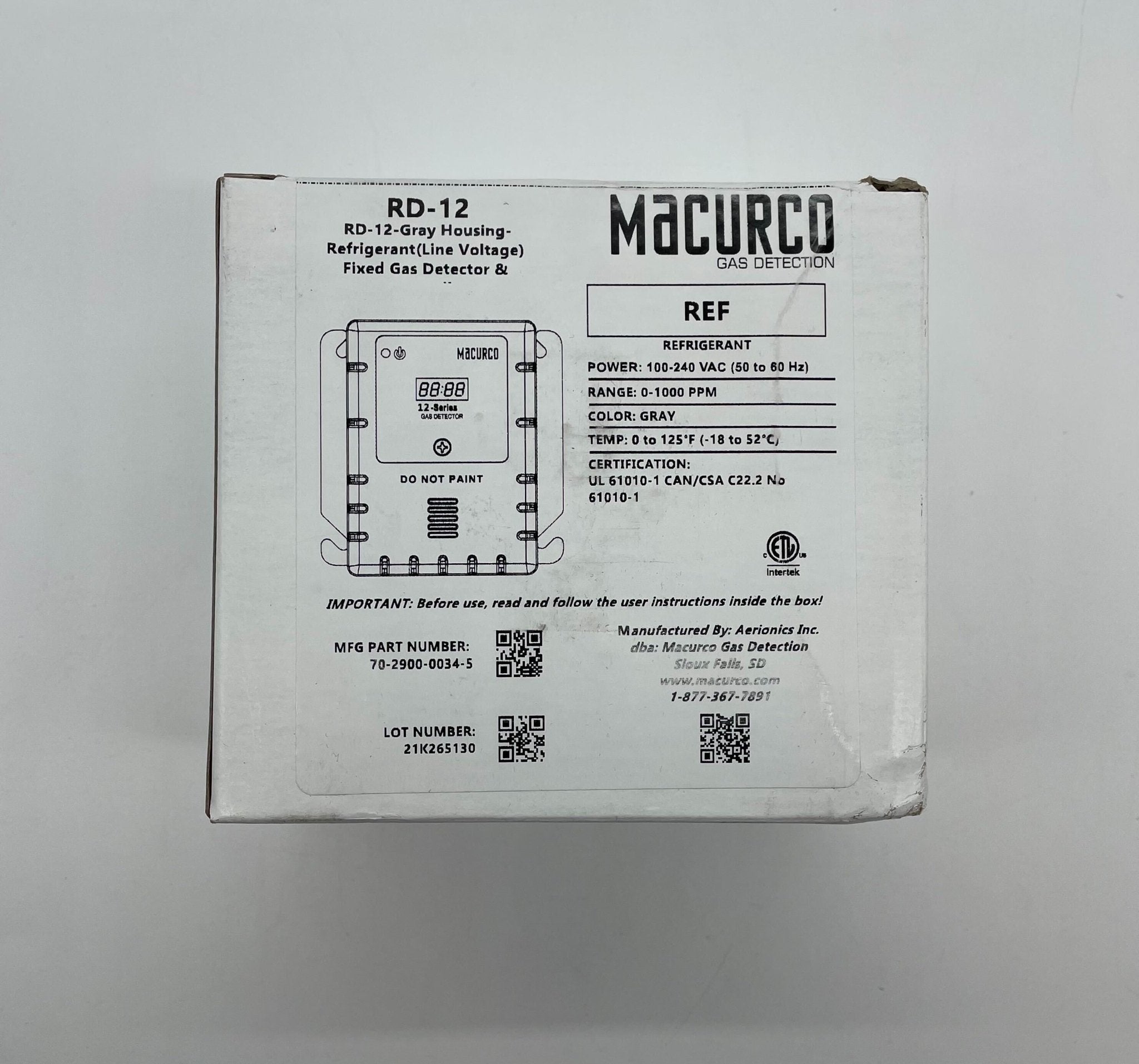 Macurco RD-12 Gas Detector Controller Transducer - The Fire Alarm Supplier