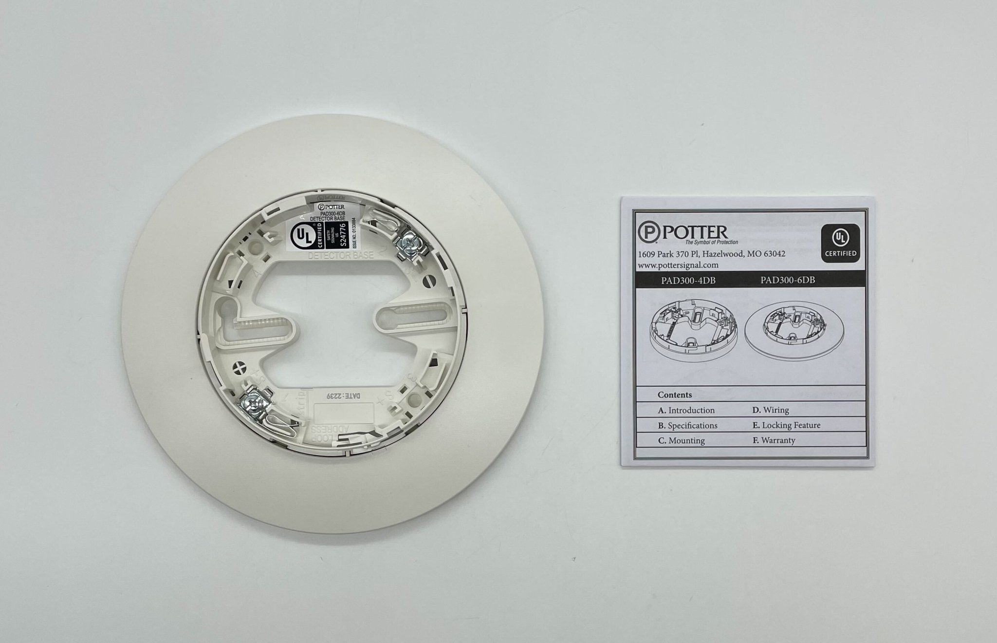 Potter PAD300-6DB 6” Detector Base - The Fire Alarm Supplier