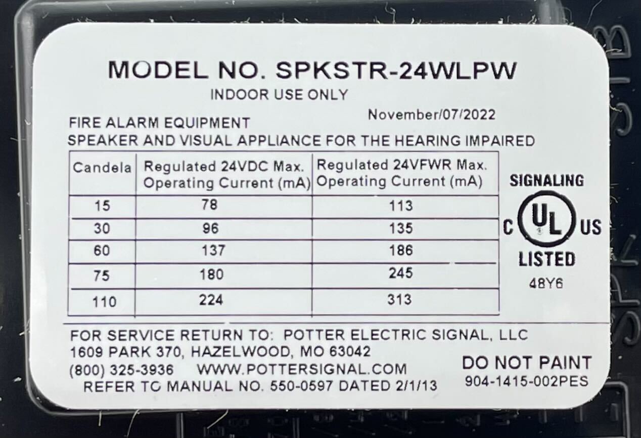 Potter SPKSTR-24WLPW - The Fire Alarm Supplier