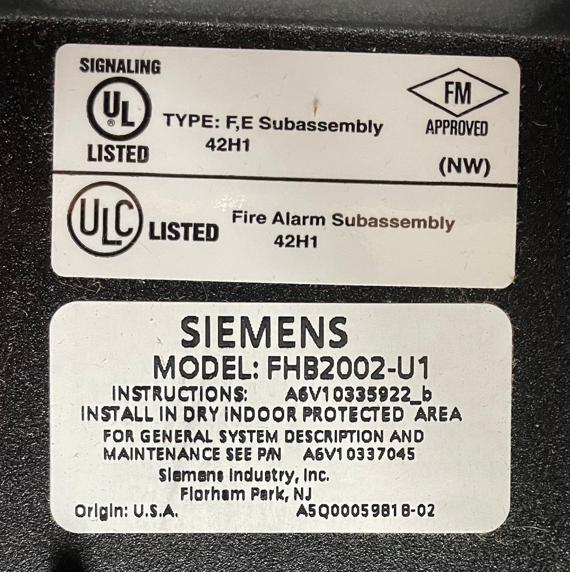 Siemens FHB2002-U1 - The Fire Alarm Supplier