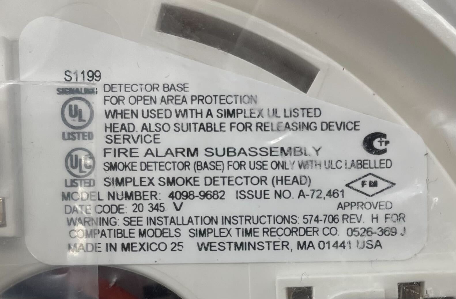 Simplex 4098-9682 Life Alarm 4-W Det Rly Bs - The Fire Alarm Supplier