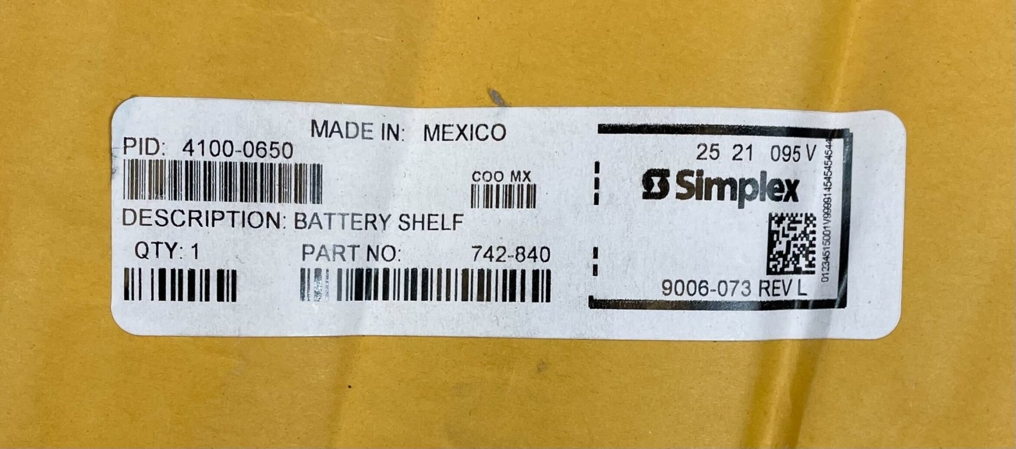 Simplex 4100-0650 Battery Shelf - The Fire Alarm Supplier