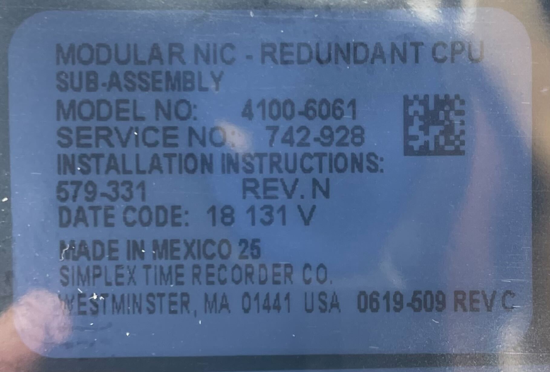 Simplex 4100-6061 Redundant Modular Nic - The Fire Alarm Supplier