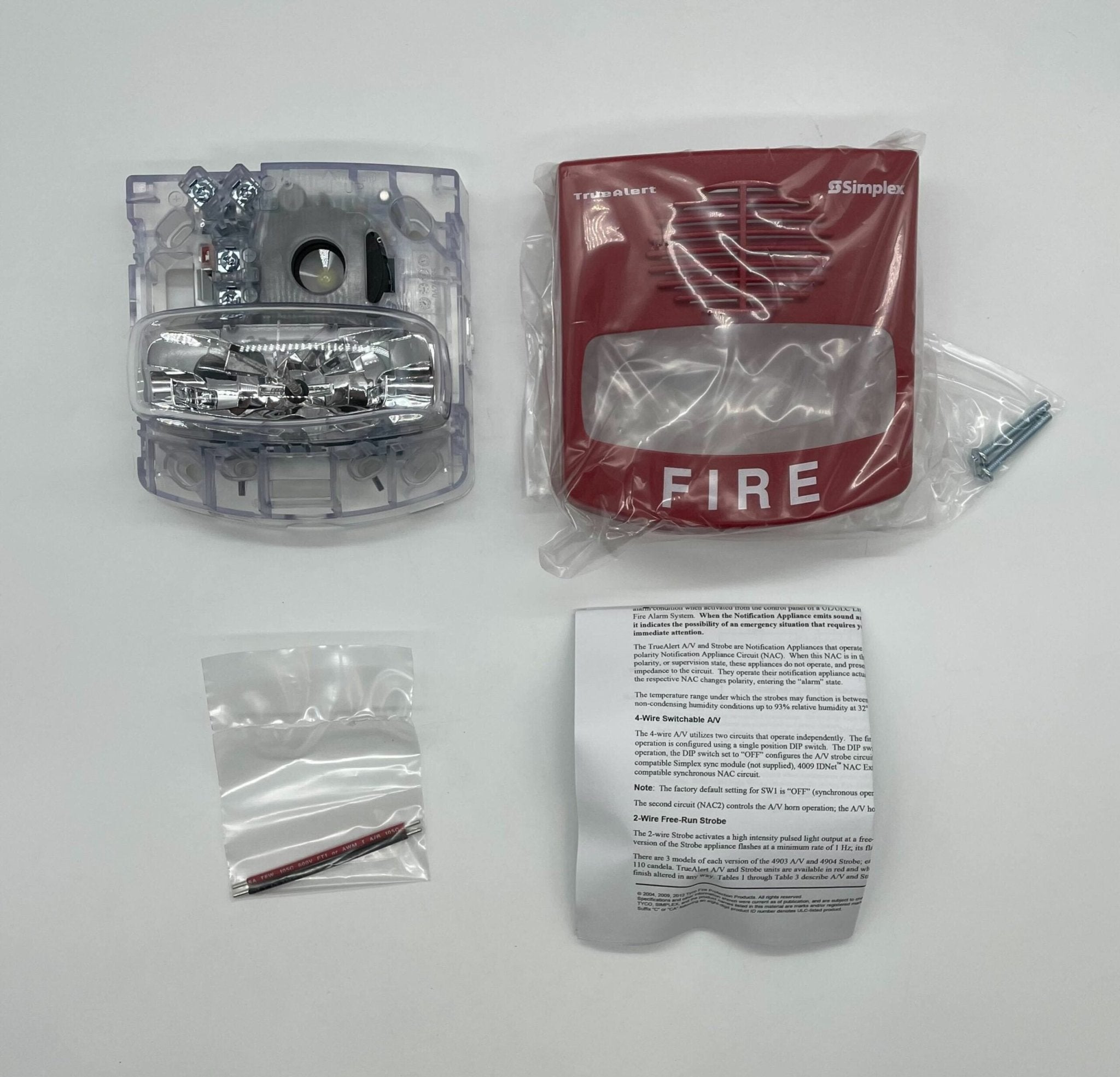 SIMPLEX 4903-9425 Horn Strobe A/V 15 CD RED, Standard Non-Addressable Fire Lettering - The Fire Alarm Supplier