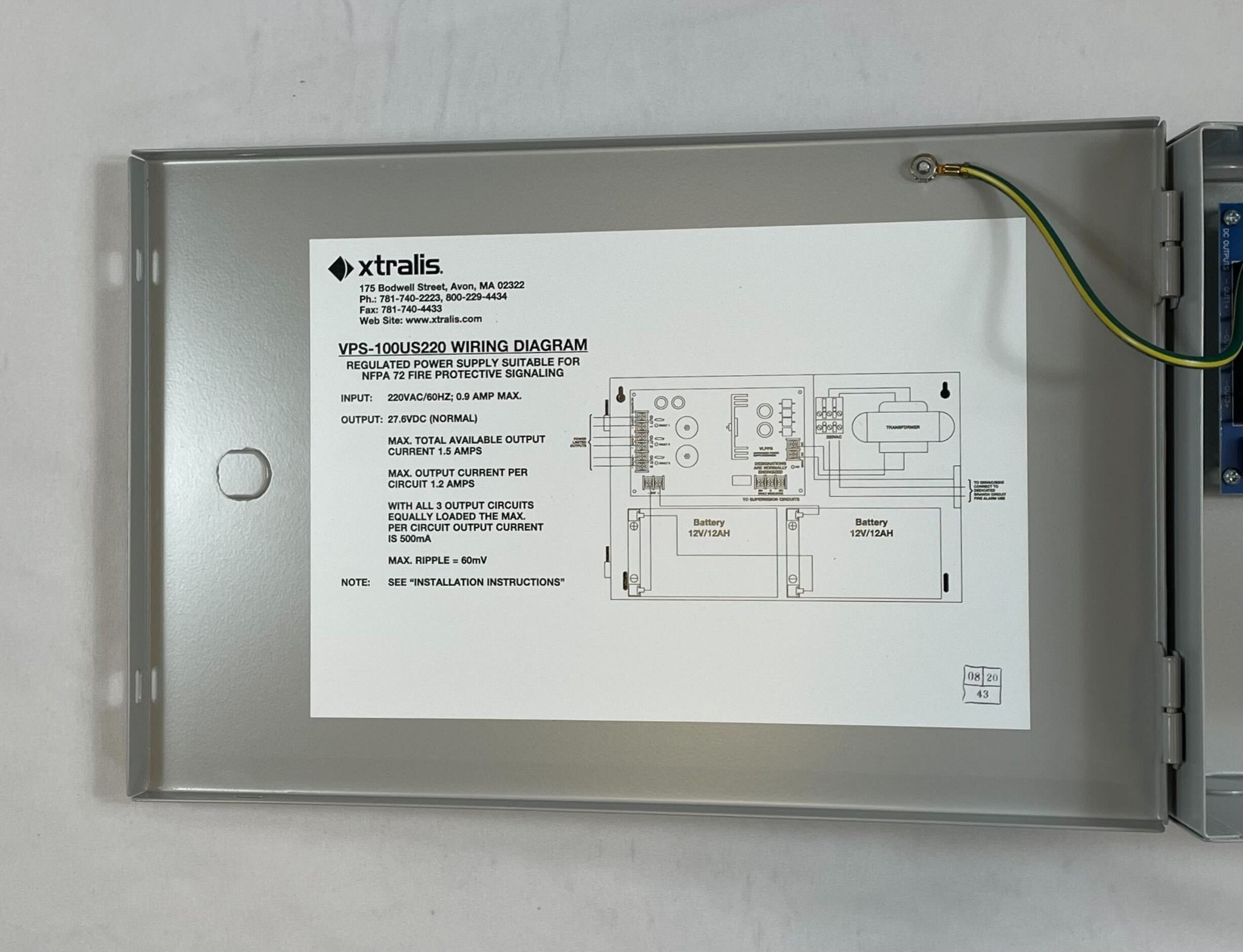 Vesda VPS-100-US-220 Single Zone Power Supply - The Fire Alarm Supplier