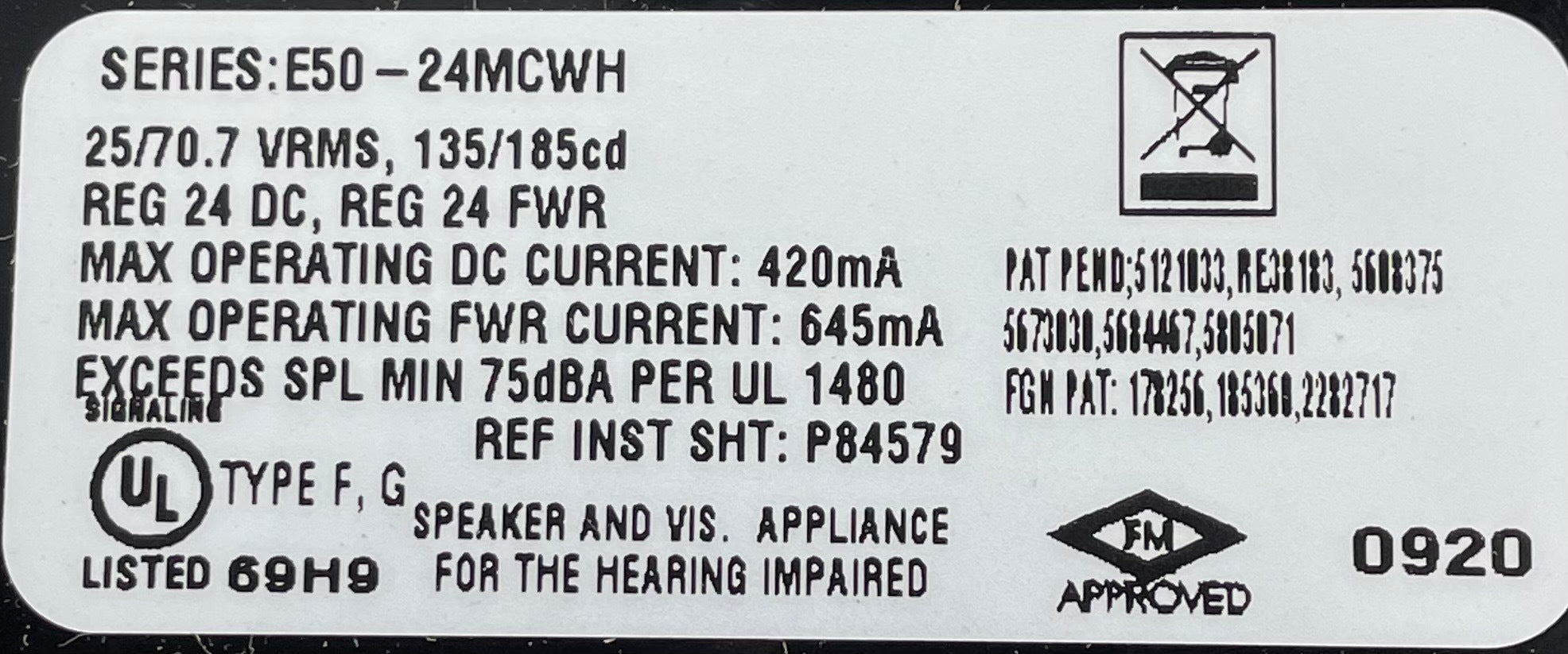 Wheelock E50-24MCWH-FW - The Fire Alarm Supplier