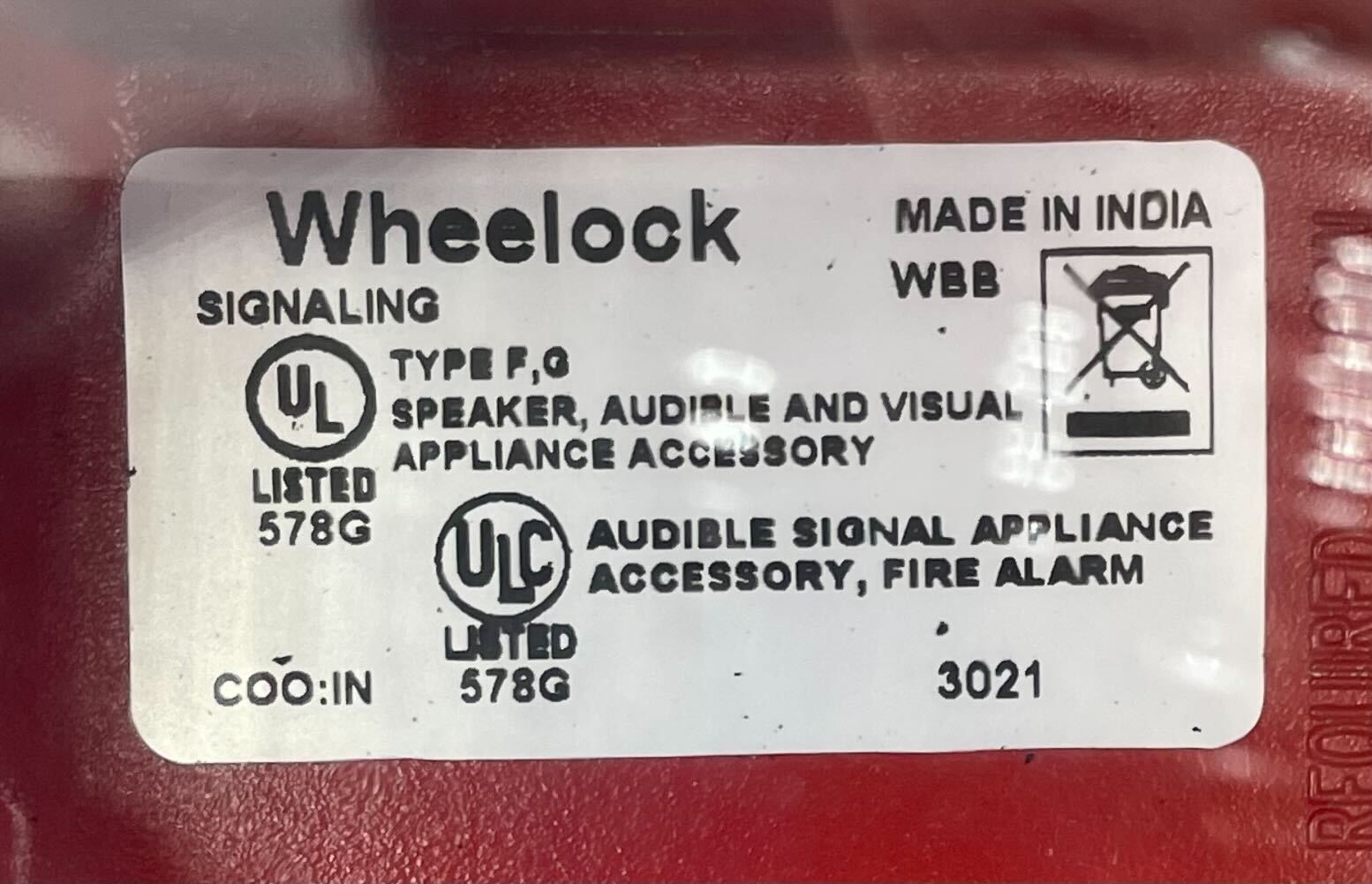 Wheelock WBB-R-1/2T-1/2B - The Fire Alarm Supplier