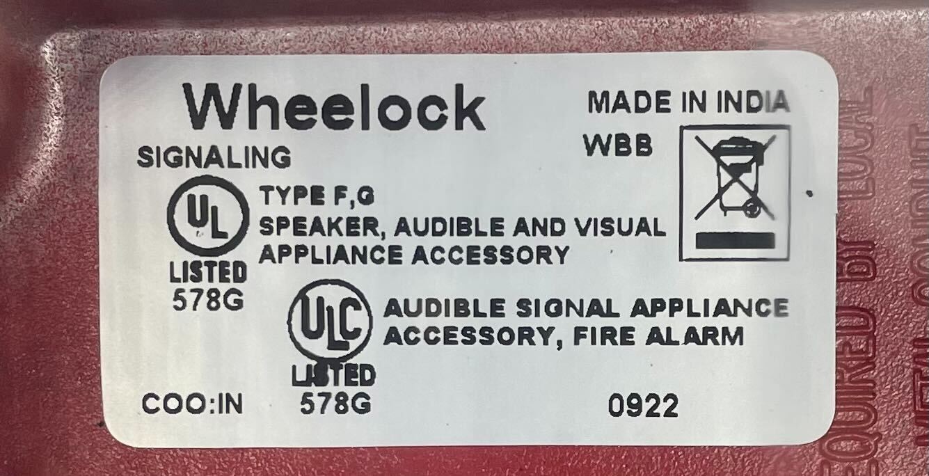 Wheelock WBB-R - The Fire Alarm Supplier